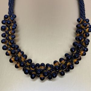 Necklace Handmade Black with Tigereye Pear Shape Beads Necklace